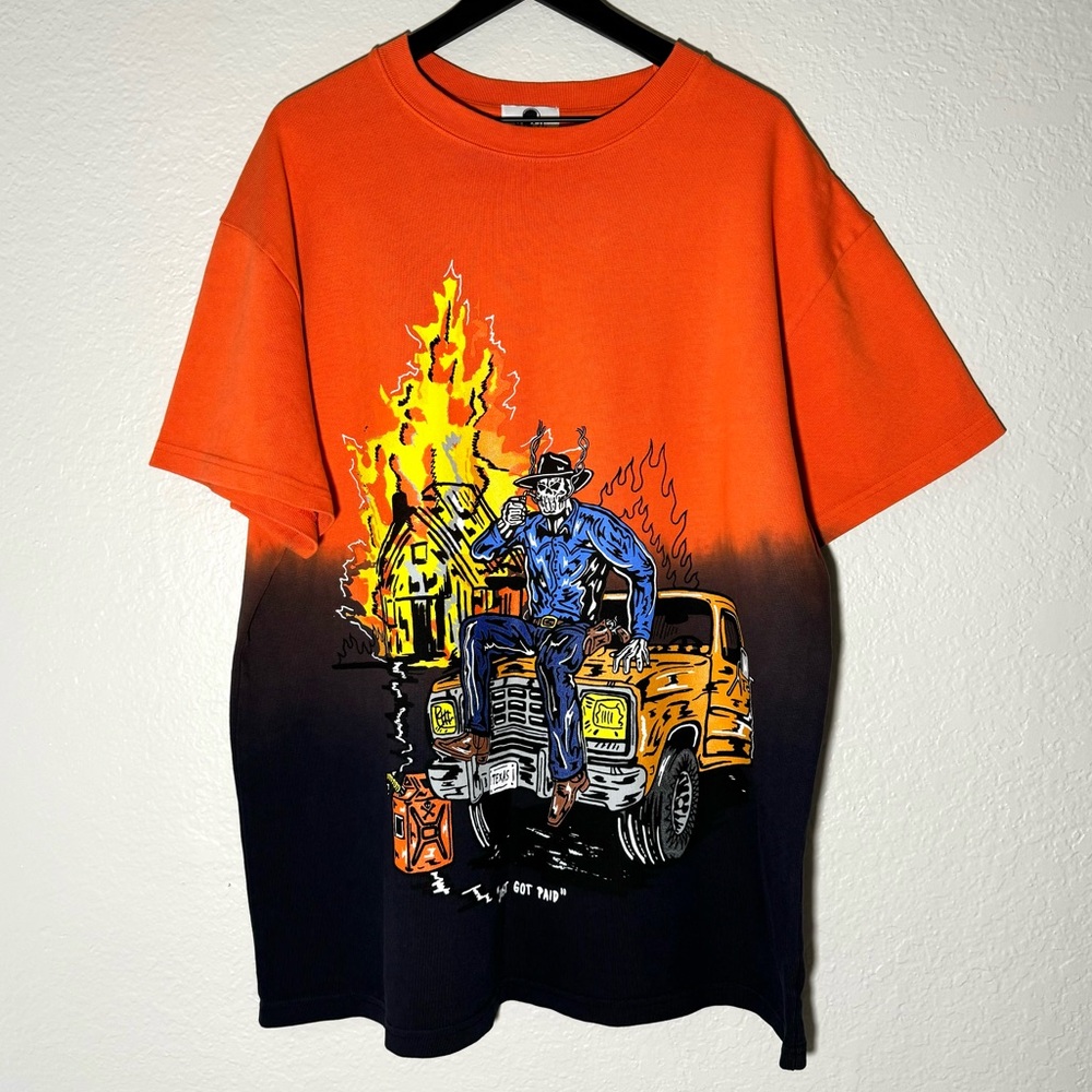 Warren Lotas Just Got Paid T Shirt Texas Orange Black Graphic Print Oversized WL
